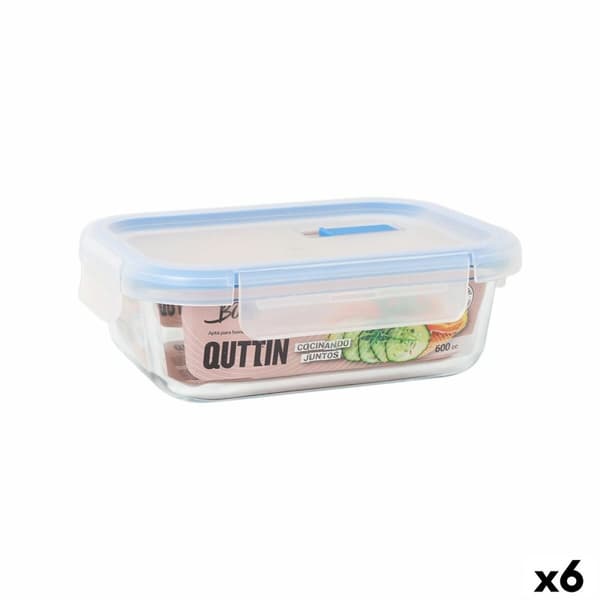 Hermetisk matlåda Quttin Boho Transparent Rektangulär 600 ml (6 antal)