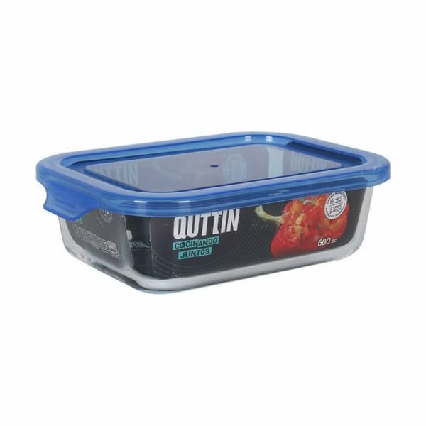 Hermetisk matlåda Quttin Blå Transparent Rektangulär 600 ml (6 antal)