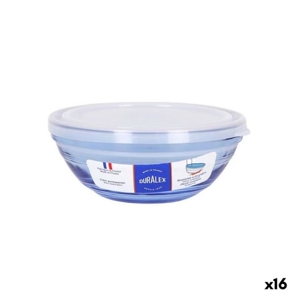 Pyöreä eväsrasia kannella Duralex Kristalli Sininen Ø 14 cm (16 osaa)