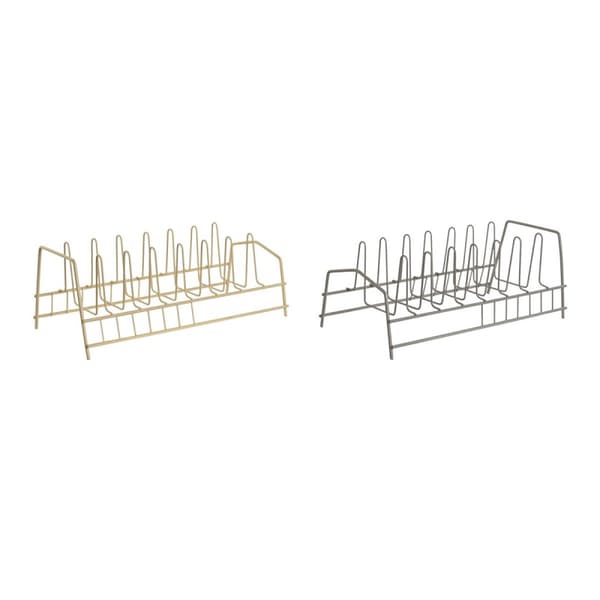 Diskställ Home ESPRIT Beige Grå 35 x 18 x 10 cm (2 antal)