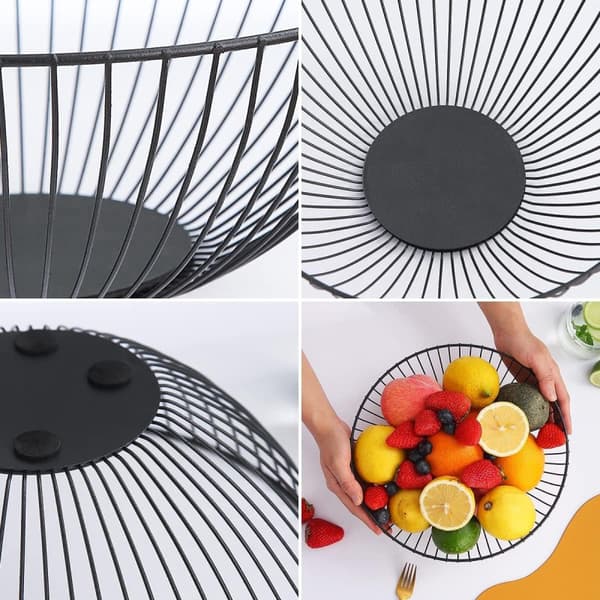 Fruktskål Confortime Svart Metall 24,5 x 24,5 x 10 cm (12 antal)