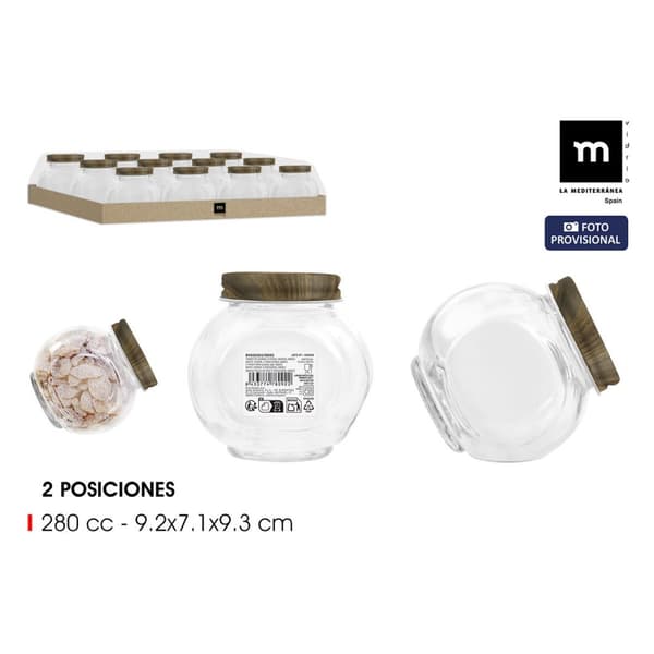 Glasskrukke La Mediterránea WOOD 280 ml (48 enheter)