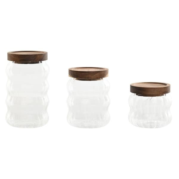 Sæt med 3 Dåser Home ESPRIT Gennemsigtig Natur 550 ml 750 ml 3 Dele