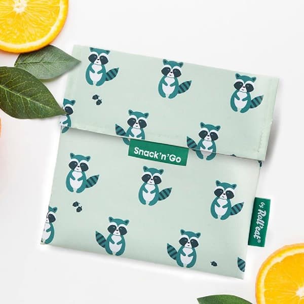 Roll'eat (R) Snack'n'Go Animals - Återanvändbar smörgåshållare - BPA-fri miljövänlig påse, One size