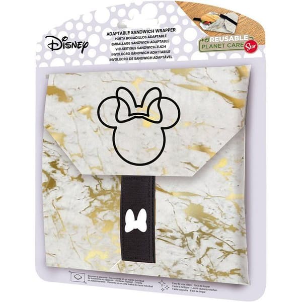 STOR Lunchväska Disney Minnie Mouse för flickor, utan BPA, återanvändbar, tvättbar i maskin, omvandlas till duk med dragkedja