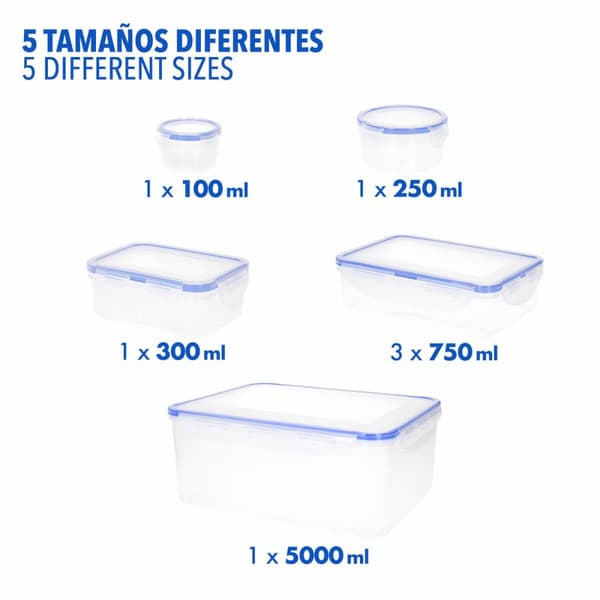 Set med stapelbara, hermetiskt förslutna, matlådor Max Home 29 x 12 x 20 cm 6 antal