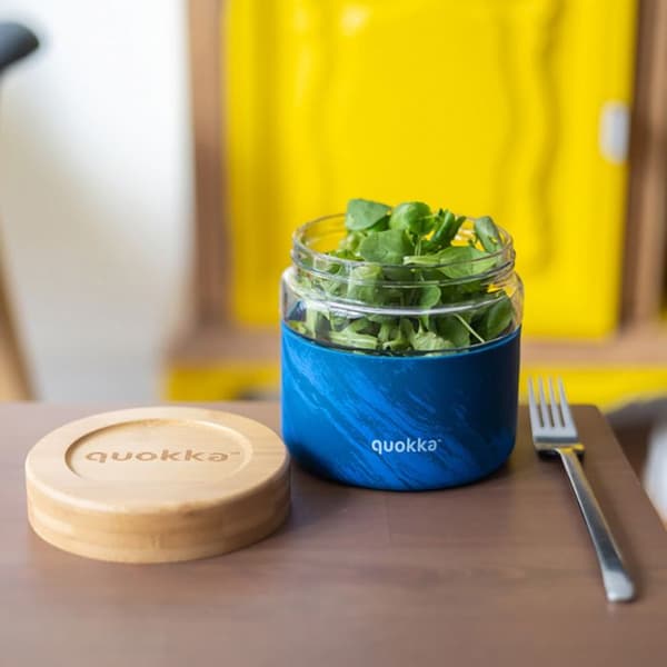 Quokka Deli Food Burk - 820 ml matbehållare/lunchlåda i glas (träkorn)