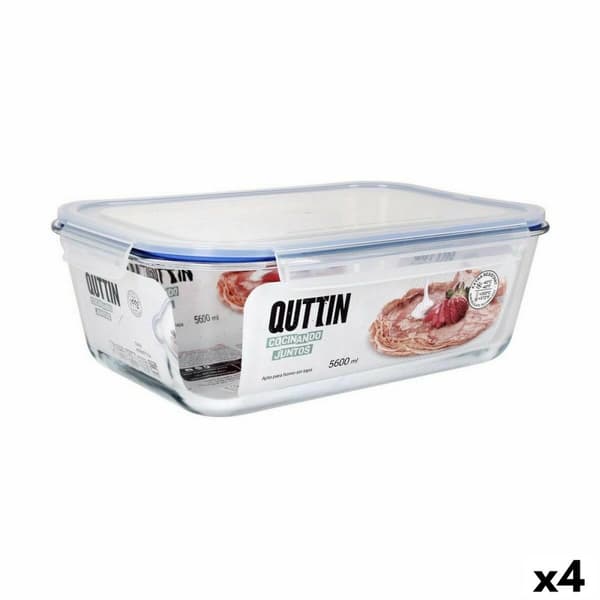 Hermetisk matlåda Quttin Transparent Rektangulär 5,6 L (4 antal)