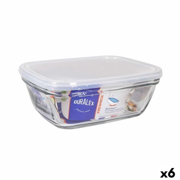 Rektangulär matlåda med lock Duralex Freshbox Transparent 1,7 L 21,5 x 16,5 x 8 cm (6 antal)
