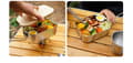 Miniatyrbild 3 av 5: Rostfritt stål lunchlåda utomhus bambu träbricka lock bento låda camping bärbar picknick lunchlåda