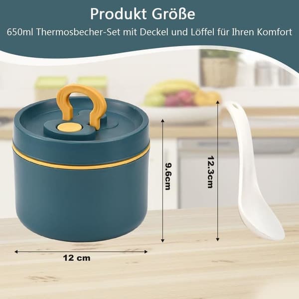 650 ml ruostumattomasta teräksestä valmistettu jäähdytetty ruokalaatikko, lämpöä pidättävä kulho, termossäiliö