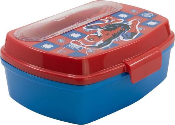 Tataway Röd Marvel Spiderman Plastisk Matlåda med Sked och Gaffel, för Barn