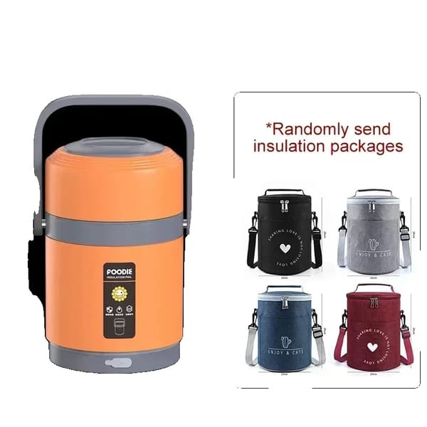Elektrisk Matlåda, Rostfritt Stål, USB Strömförsörjning, Läcksäker Design,1.6L, Orange - Lunchlåda