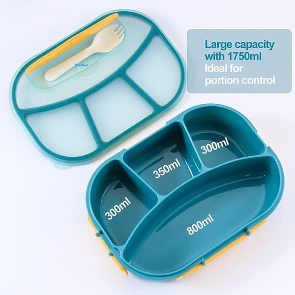 OBOSOE Stor 4-facks matlåda 1800ml med bestick – BPA-fri plast, mikrovågsugnssäker lunchlåda för skola/kontor/resor