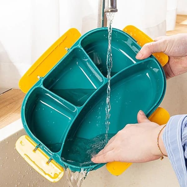 Bomclap Lunchlåda med 4 separata fack & bestick – 1800ml mikrovågssäker matlåda i plast med läcksäkert lock