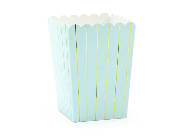 Popcornlådor Stripes, ljusblå, 7x7x12,5cm (1 förpackning / 6 st.)