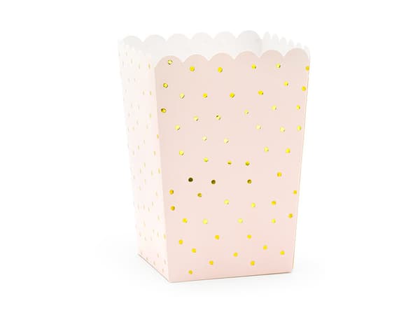 Popcorn-rasiat Dots, vaaleanpunainen, 7x7x12,5cm (1 pkt / 6 kpl)