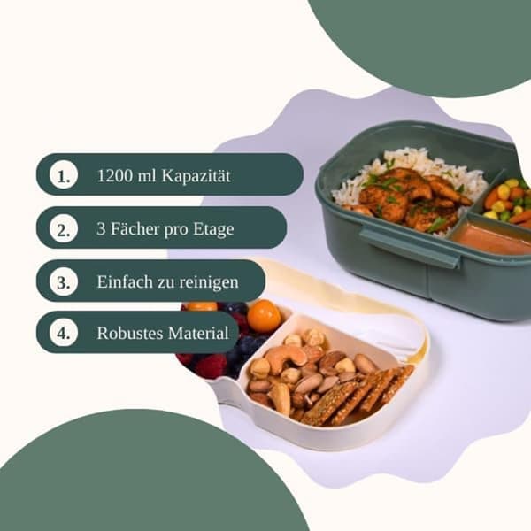 Lollanda Matlådor med fack – Lunchlåda för barn och vuxna, 14,5x21x8 cm, praktisk och återanvändbar