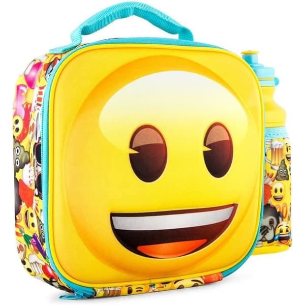The Emoji Movie 3D Thermal Lunch Bag för barn i skolan med SPORT-flaska - isolerad snackspåse för barn med drinkar...
