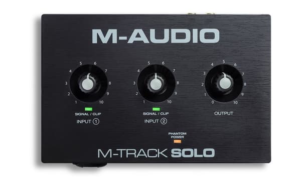 M-AUDIO M-Track Solo USB Ljudgränssnitt Kristall förförstärkare 16 bitar 48 kHz Svart