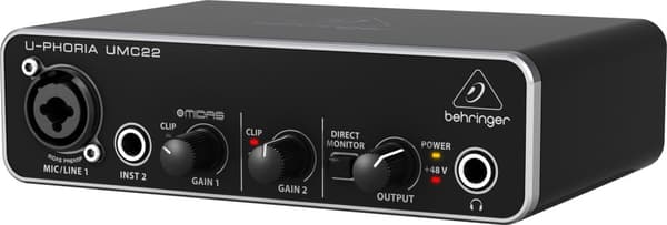 Behringer UMC22 kompletterande musikutrustning Konsert/Studio Pre-amp