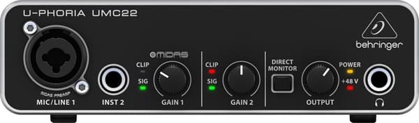 Behringer UMC22 kompletterande musikutrustning Konsert/Studio Pre-amp