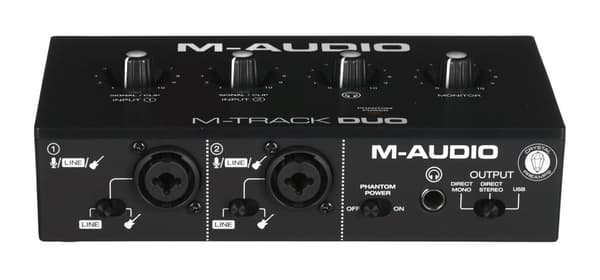 M-AUDIO M-Track Duo USB Ljudgränssnitt Crystal förförstärkare 16 bitar 48 kHz Svart