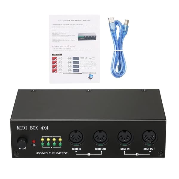 USB MIDI-interface, 4 MIDI-indgange, højhastigheds USB-forbindelse,Sort