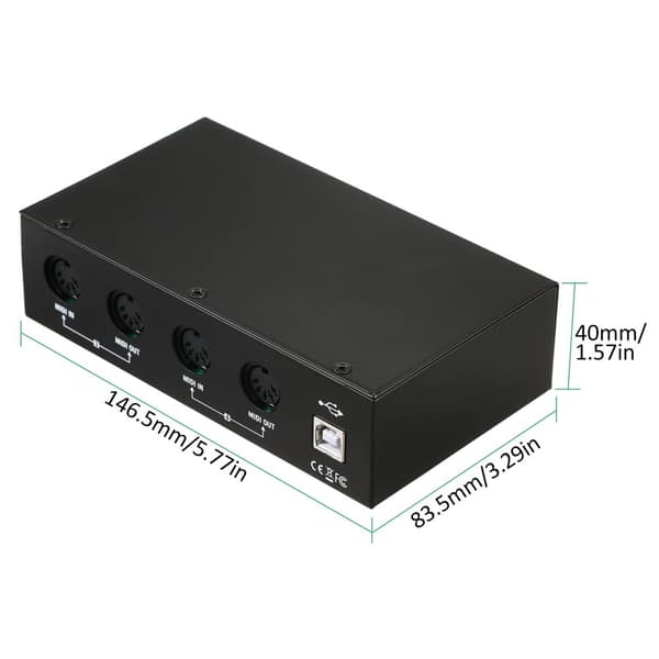 USB MIDI -liitäntä, 4 sisääntuloporttia, 4 ulostuloporttia,A