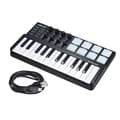 Miniatyrbillede 2 af 2: USB MIDI-tastatur, 25 anslagsfølsomme taster, 8 bagbelyste triggerpads,sort