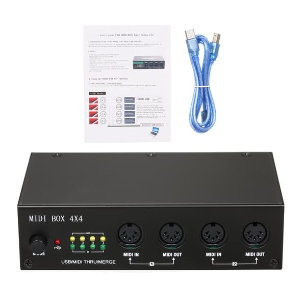 MIDI-liitäntä, 4 IN / 4 OUT, 64 MIDI-kanavaa, USB-virralla,musta