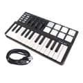 Miniatyrbillede 1 af 2: MIDI Keyboard Controller, 25 Taster Ultra Bærbar, 8 Farverige Bagbelyste Trigger Pads,sort