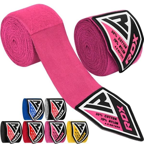RDX Elasticated Hand Wraps - Rosa - Boxning Kickboxning - Kolfiber - 4,5 meter