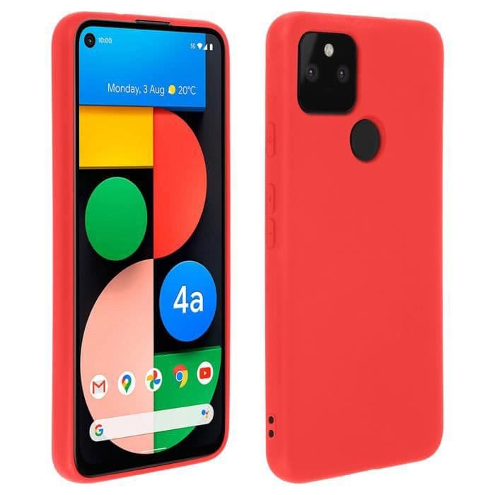 Google Pixel 4A 5G Fodral Halvstyv silikonröd Soft Touch Finish Röd