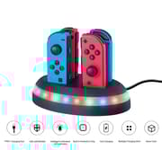 4-i-1 Controller oplader Station Fast opladning Dock Stand med LED lys til Nintendo Switch Joy-con sort