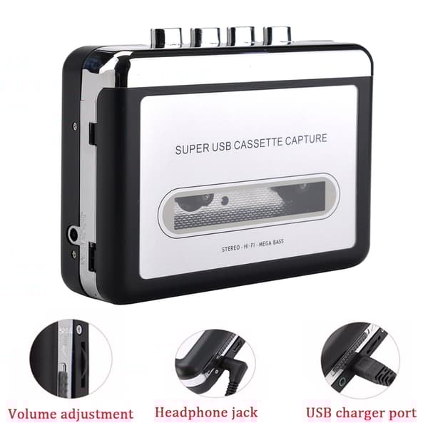 Cassette Player til Mp3 Converter Capture Audio Music Convert Tape på Pc hvid
