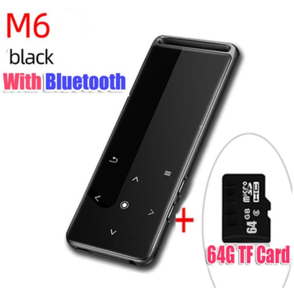 M6 Bluetooth-kompatibelt Lossless Mp3mp4 Player 10 Brightness indstilling Mp5mp6 Walkman Fm Radio Ebook Voice Recorder Support Tf Card 64G