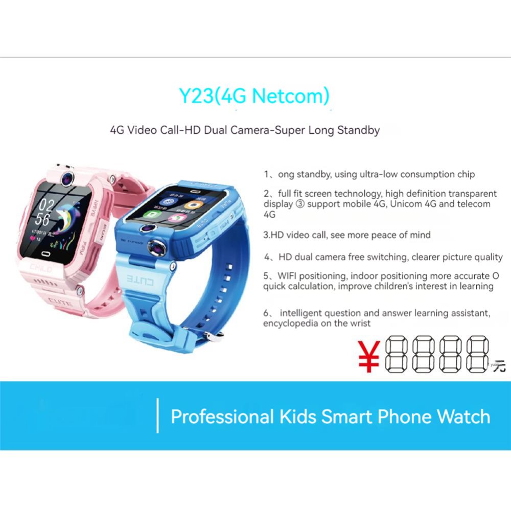 Y23 barn Smart Watch Phone Ai Video Ring Hd Dual Camera 800mah