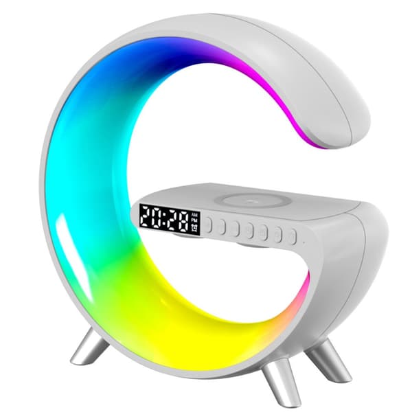Smart Bluetooth højttaler Alarmur 15w Trådløs telefon oplader Rgb Skrivebord Lampe