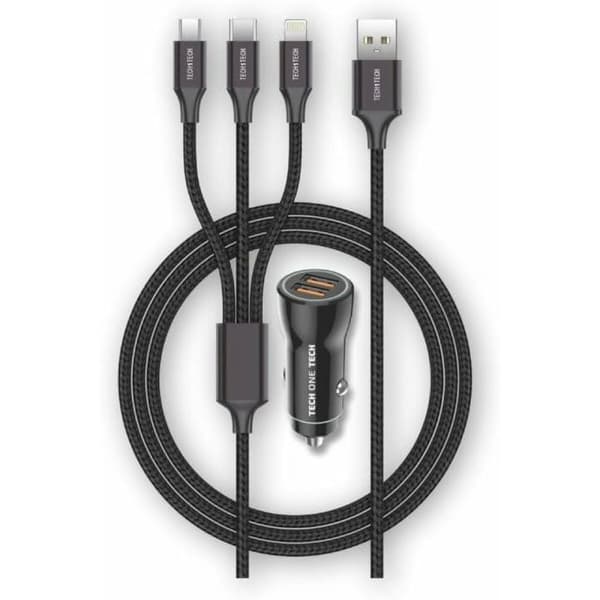 USB Yleisautolaturi + Kaapeli Tech One Tech TEC2810 Double USB x 2