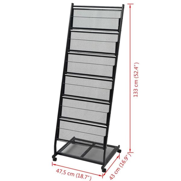 vidaXL magasinholder 47,5 x 43 x 133 cm sort A4