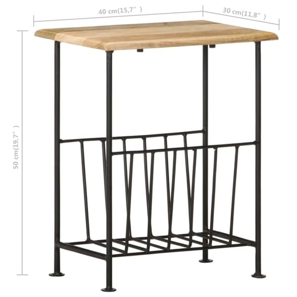 vidaXL Magasinstativ 40x30x50 cm heltre mango og stål