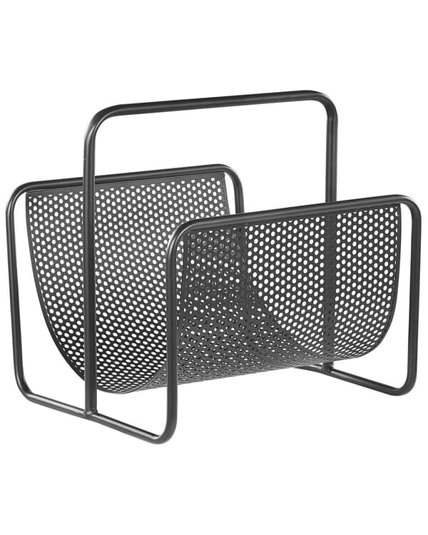 Magasinstativ Sort Jern 33x32x28 cm Robust bærehåndtag Aviser Opbevaringsholder Moderne Stil Design Boligindretning