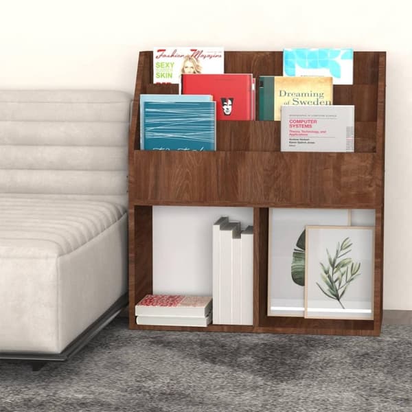 vidaXL Tidningsställ för barn brun ek 71x30x78,5 cm konstruerat trä