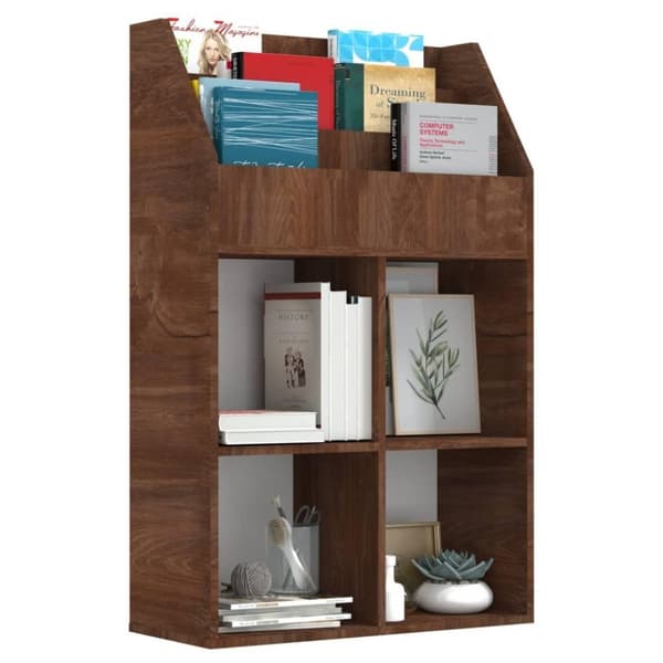 vidaXL Tidningsställ för barn brun ek 71x30x114 cm konstruerat trä