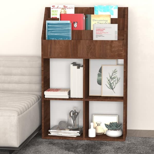 vidaXL Tidningsställ för barn brun ek 71x30x114 cm konstruerat trä