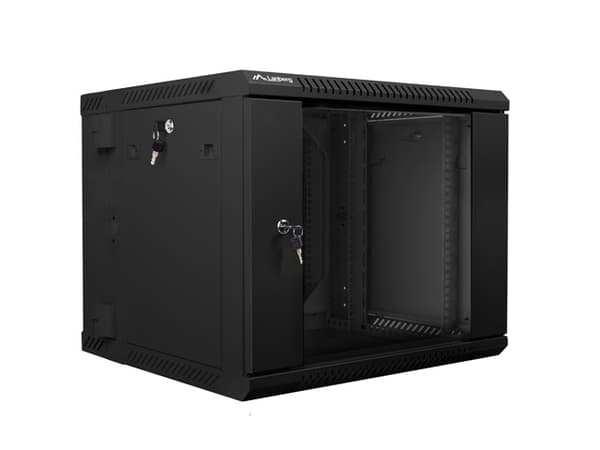 TWO-SECTION WALL-HUNG RACK CABINET 19" 9U 600X600 BLACK LANBERG (FLAT PACK)