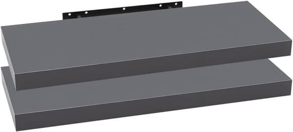 Rootz Set med 2 vägghyllor - Bokhyllor - Displayhyllor - Fuktbeständig, Enkel installation, Rymmer upp till 10 kg - Mörkgrå - 120x22,9x3,8 cm