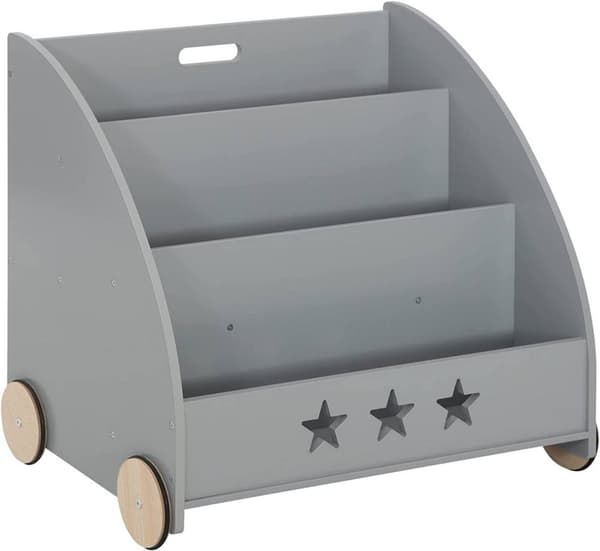 Rootz barnbokhylla - Bokhylla för barn - Barnrumsmöbler - Säkra, giftfria material - Engagerande stjärndesign - Mobil med tysta hjul - 62 cm x 57 cm x