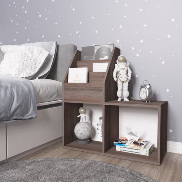 The Living Store magasinholder til børn 71x30x78,5 cm spånplade grå og sonoma-eg -  Magasinholdere